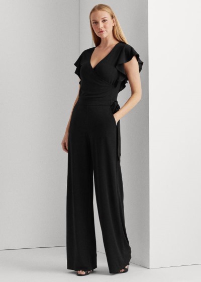 Jumpsuits Ralph Lauren Mujer Negros - Wrap-Style Jersey - UJEXR5810